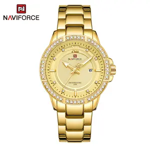 NAVIFORCE 9187 di Marca di Vendita Calda In Acciaio Inox Ore di Movimento Al Quarzo di Alta Qualità Orologio Di Lusso Delle Donne Della Vigilanza