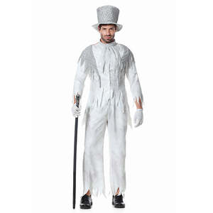 คุณภาพสูงฮาโลวีนสีขาวGhostศพเครื่องแต่งกายแวมไพร์ผู้<span class=keywords><strong>ชาย</strong></span>คอสเพลย์ปีศาจเครื่องแต่งกายบาร์ปาร์ตี้ผู้ชายไนท์คลับเครื่องแต่งกาย - Product Image 1