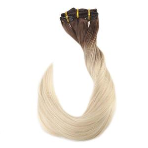 <span class=keywords><strong>Clip</strong></span> di colore ombre dei capelli umani vergini doppio disegnato di migliore qualità sulle estensioni dei capelli capelli a consegna rapida - Product Image 1
