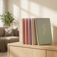 Carnet à spirale A5 en gros d'usine en stock, série Plantes et Fleurs, bloc-notes portable style rétro nostalgique