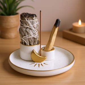 Bandeja de Cerámica para Incienso, Bañada en Oro, 5.9 Pulgadas, Decoración para el Hogar, Receptáculo de Ceniza para Quemar Salvia y Palo Santo - Product Image 2