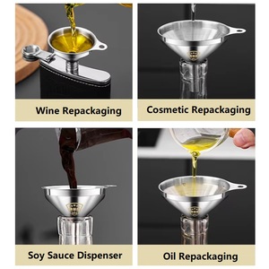 304 Aço inoxidável Mini Funil Conjunto de três peças Espessado Cozinha Liquid Dispenser Dreno de Óleo e Funil Vinho - Product Image 6