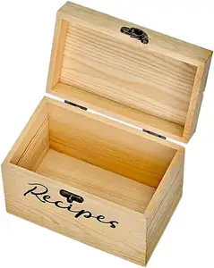 Scatola di ricette in legno per scatola di ricette per carte ricetta da 6x4 pollici Organizer per biglietti di auguri in legno