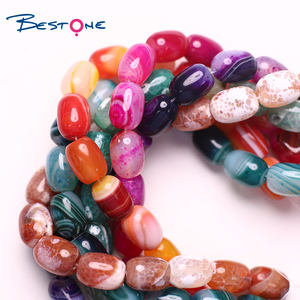 Bestone Wholesale 13x17mm Gemstone Round <strong>Beads</strong> Loose Long Natural Ellipse Agate <strong>Stone</strong> <strong>Beads</strong> for Jewelry Making - Product Image 3