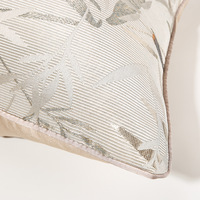 Luxe argenté gris libellule bambou Jacquard Polyester personnalisé oreiller plante feuille décorative housse de coussin pour la maison bureau hôtel