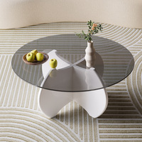 Table basse moderne minimaliste en bois massif et verre trempé avec tiroirs, écologique et durable pour salon, chambre et petits espaces
