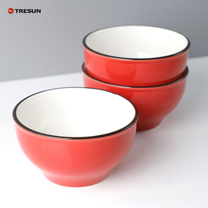 4.5 Inch 10 oz Small Glossy <strong>Red</strong> Blue <strong>Microwave</strong> &amp; Dishwasher Safe Ceramic Rice Bowl - Product Image 6