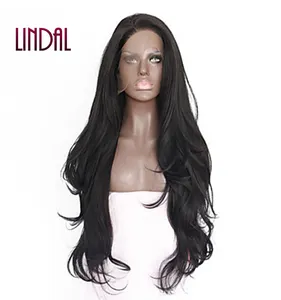 LINDAL fornitore di alta qualità produttore all'ingrosso resistente al calore 180 densità parrucca sintetica parrucca anteriore in pizzo per donne nere