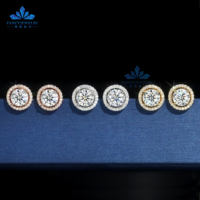 Quantité minimale de commande 1 clients qui reviennent bijoux de mode papillon serrure 925 argent plaqué or 6.5mm 1CT Moissanite Halo boucles d'oreilles pour les femmes