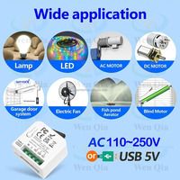 Interrupteurs à télécommande sans fil RF 433 MHz AC110V/220V 10A 2000W Portée 50m Récepteur de relais de circuit unidirectionnel pour lumières et porte de garage