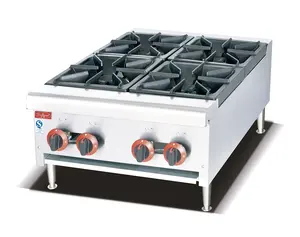 Kompor Masak Gas Komersial Atas Meja/Kompor Pembakar Besar Tipe Amerika Bahan Bakar Gas Stainless Steel 4