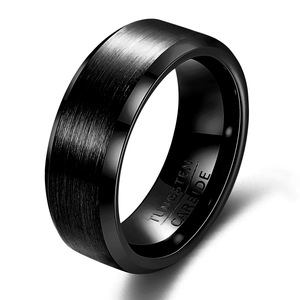 <b>Tungsten</b> Carbide Ring 8mm Gold Beveled Wedding Band For Women Geometric Design - Product Image 5