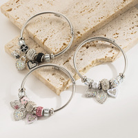 Bracelet en acier inoxydable réglable, tendance et élégant, avec pendentif en diamant incrusté, bracelet de couple, vente en gros