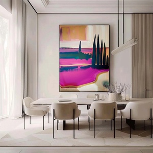 Grande peinture à l'huile abstraite rose sur toile, art mural abstrait, peinture artisanale, décoration murale pour la maison - Product Image 4