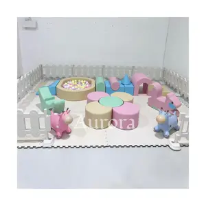 Pastel colors ball pool with soft ball pit steps indoor kids soft play indoor playground equipment in kids home zone