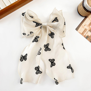 16cm * 26cm Super Fada Grandes Camadas Duplas Brilhante Organza Hairpins Dots Bowknots Francês Clipe Rabo de Cavalo Acessórios para Meninas Mulheres - Product Image 5