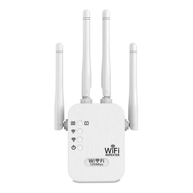 1200Mbps 5G Dual-Band WiFi Signal Booster & Range Extender 130sqm Coverage 4 External Antennas 65dB Gain-TengJiu TJ-1200M-S001