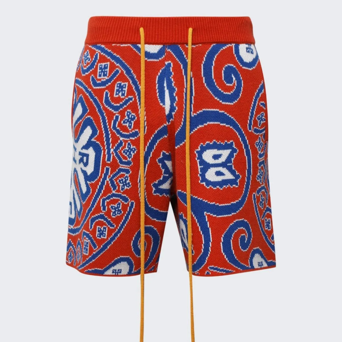 Oem Odm Lente Zomer Custom Paisley Logo Grafisch Gebreide Jacquard Broek Katoenen Broek Gebreide Heren Shorts Voor Heren