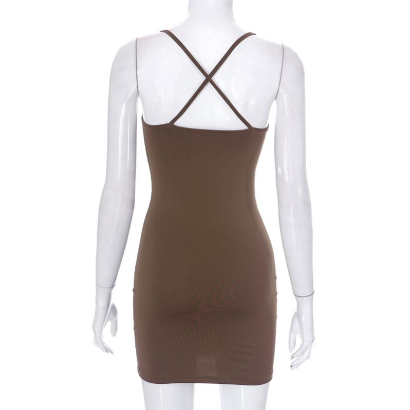 hollow cut out seamless dress Dropship Solid Sleeveless Hollow Out Sexy Dress; High Split High Neck Dress; Women's Clothing to Sell Online at a Lower Price
