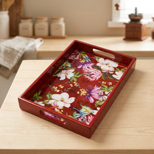 Plateau de service alimentaire moderne en MDF laqué de qualité export, fait main, avec bords surélevés, compatible lave-vaisselle - Product Image 2