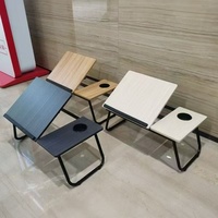 Bureau portable pour ordinateur portable en bois, réglable sur cinq vitesses, design moderne, pliable, petite table de lit pour la maison ou le bureau, en MDF