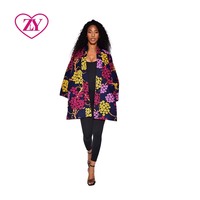 Gaun Blazer Gaya Kimono Afrika Ukuran Besar, Panjang Sedang, Motif Bunga Ankara, Ringan, Multiwarna