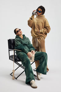 Sweat à capuche unisexe surdimensionné de haute qualité 360 g/m² en molleton, effet éclaboussures d'encre, délavé, teint par pulvérisation, vintage, bords frangés - Product Image 5