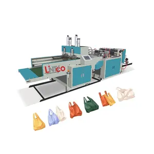BG470*2 2 lines factory sale automatic HDPE plastic garbage bag biodegradable T-Shirt plastic Bag Making machine