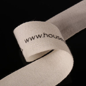 Персонализированная тканая лента из бамбукового волокна, хлопчатобумажная тесьма для обуви, сумки, аксессуары с шелкографической печатью, логотип - Product Image 2
