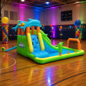 Castillo Inflable Acuático con Toboganes Dobles y Aspersor, Parque Acuático Infantil para Diversión en el Patio Trasero - Product Image 4
