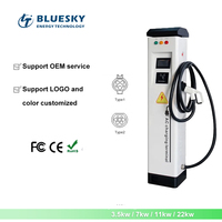 Chargeur de voiture électrique Bluesky 2*22KW Type 2 AC, station de charge à double prise, OCPP1.6J, IP54, montage au sol/mural pour usage commercial