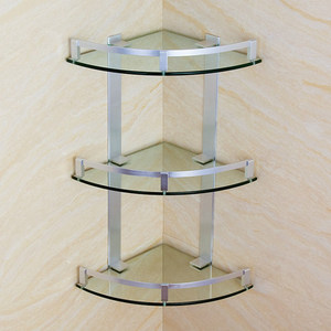 Étagères murales triangulaires en <span class=keywords><strong>verre</strong></span> trempé épais, en acier inoxydable, à coins carrés, personnalisées, étanches, pour salle de bain, directement de l'usine - Product Image 1