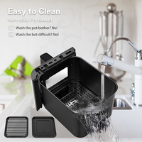 Friteuse à air électrique moderne en plastique à double panier 1700W, contrôle tactile numérique LCD (français/allemand), four sans huile carré de 14L