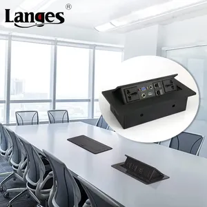 Office Conference Table Square Aluminum Alloy Hidden Tabletop Pop up Power Plug Socket