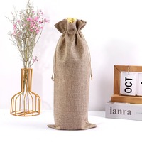 Sacs Cadeaux Élégants pour Vin Rouge et Champagne 5,9x13,7 Pouces en Tissu de Jute et Lin Recyclable – Emballage pour Bouteilles de Vin