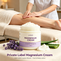 Crema Corporal de Magnesio Natural de Marca Privada, Calmante y Relajante, con Lavanda y Aloe Vera, Loción Hidratante para Masaje de Pies, Loción Corporal