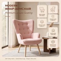 Fauteuil enveloppant moderne en tissu Teddy doux, fauteuil de détente pour salon