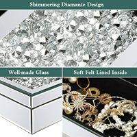 Boîte à bijoux miroir en verre diamant de grande taille Organisateur de rangement classique simple Boîte à bijoux miroir de luxe haut de gamme