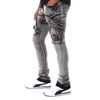Oem Factory Custom Denim Skinny Jeans Gestapeld Jeans Bottom Broek Cargo Pocket Mannen Jeans