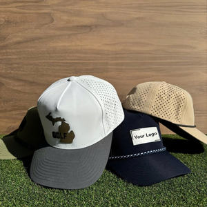 Casquettes de golf de performance perforées à séchage rapide avec logo personnalisé 5 panneaux avec dos en maille de baseball - Product Image 4