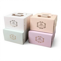 Boîte à gâteau d'anniversaire portable avec fenêtre, dorure et emballage de pâtisserie, boîte à gâteau en papier portable avec estampage à chaud