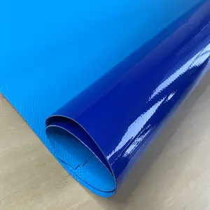 0.9mm kolam pertanian ikan Liner tahan air biru PVC dilapisi kain terpal warna ganda