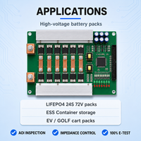 Carte BMS intelligente à équilibrage actif 24S 72V 200A - Carte de circuit imprimé multicouche, assemblage personnalisé, service de contrôle d'impédance ENIG