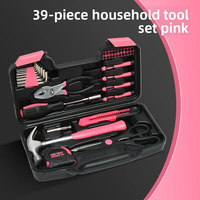 Ensemble d'outils professionnel OEM en acier rose de qualité 45, 39 pièces, trousse de réparation multifonctionnelle pour la maison, cadeau pour femmes