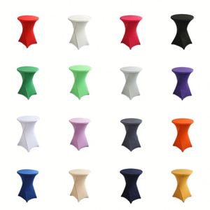 Round Spandex Fitted Bar <b>Table</b> Covers White Cocktail Stretch <b>Table</b> Tablecloth Black Highboy <b>Table</b> <b>Cloth</b> for Wedding Party Opp - Product Image 2