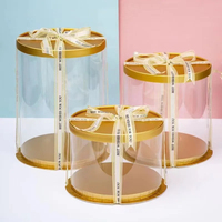 Boîte à gâteaux ronde en plastique recyclable de 4/6/8/10/12 pouces Boîte cadeau transparente en PVC Boîte d'emballage de présentation pour dessert de fleurs de roses