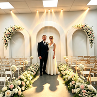 J200 Colonne moderne en acier inoxydable, Arche 3D en métal doré, Support de scène blanc pour toile de fond de mariage et décoration événementielle
