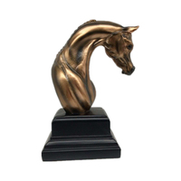 Trophée de concours équestre Weivista en résine bronze antique, élégant, motif cheval arabe, avec plaque personnalisable