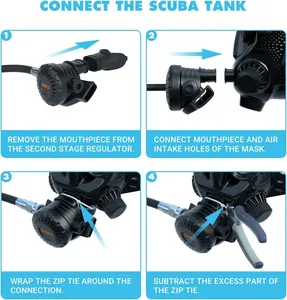 Mặt nạ lặn đầy đủ với máy ảnh gắn kết, Mặt nạ ống thở đầy đủ cho người lớn tương thích với bể lặn trên 1L - Product Image 4