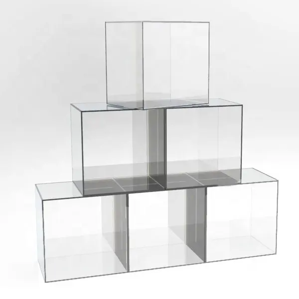 Grande boîte plastique sur pied, boîte de présentation de Cube en acrylique, grand Cube à poser au sol